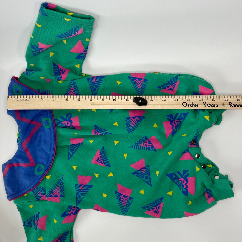 VTG Parco 12M Baby Collared Romper Unisex Geometric 80s 90s - Picture 9 of 10